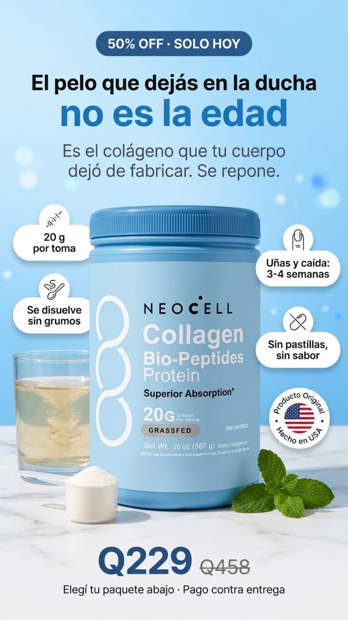 NeoCell Collagen Bio-Peptides® [567 g]: Soporte para Piel, Cabello y Uñas (Colágeno Hidrolizado de Alta Absorción)