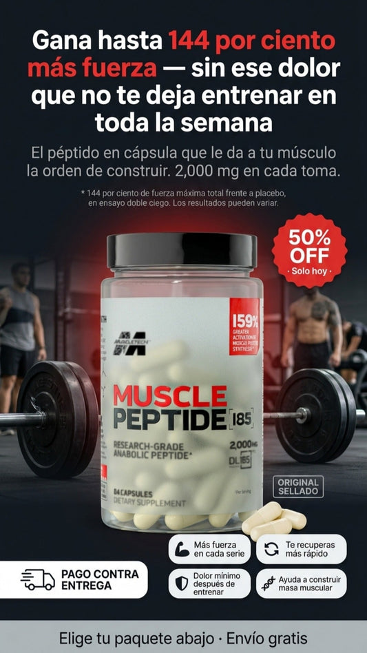 MuscleTech Muscle Peptide 185® — Más Fuerza y Mejor Recuperación en Cada Entreno · 84 Cápsulas (28 Días)