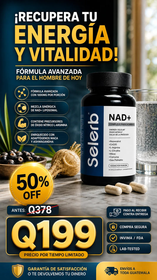 Selerb NAD+ Men's Complex [60 Cápsulas]: Apoya la Salud de la Próstata y Función Masculina (Sabal Serrulata, Maca y Cúrcuma)